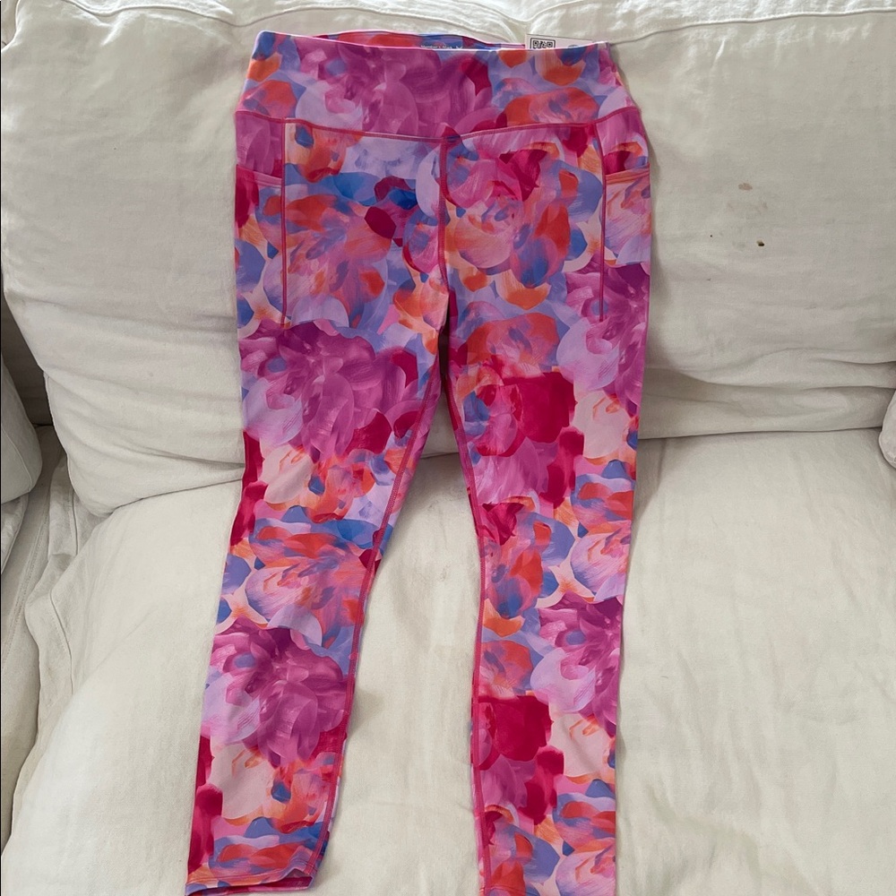 Vibrant Pink Floral Kids Leggings